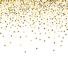 Abstract festive background with golden confetti. A square template with glitter to create posters, flyers for celebrations and sales.