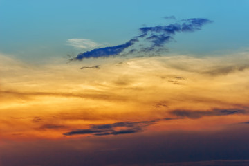 Fototapeta na wymiar Sunset with sun rays, sky with clouds and sun.