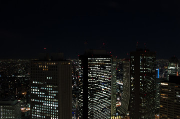 Fototapeta na wymiar Skyscrapers Seen from TOCHO (Tokyo Metropolitan Government Building) at Night