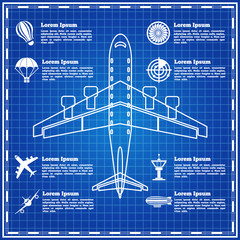 Set of icons on a theme aviation. The template for the presentation. Vector illustration.