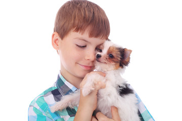 Boy and puppy