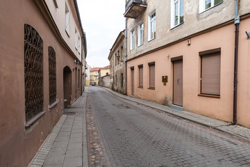 Fototapeta na wymiar Streets in the old town in Vilnius, Lithuania