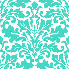 Fototapeta na wymiar Seamless damask pattern. Blue floral wallpaper