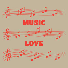 Musical notes and chords. Musical notes rounded corners style