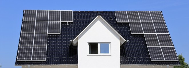 Roof with solar panels