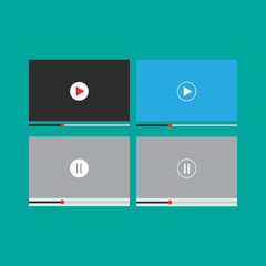 Video player interface illustration in flat style