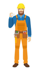 Worker showing the business card