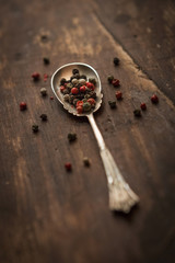 Teaspoon of Black Pepper on Vintage Cookbook