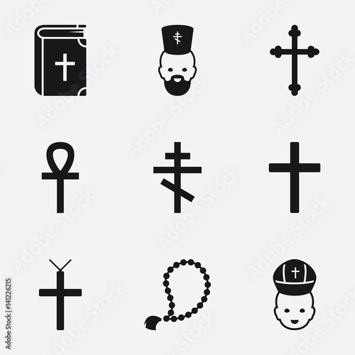"Set of 9 catholicism filled icons" Stock image and royalty-free vector