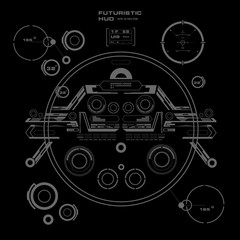 Obraz premium Futuristic black and white HUD, virtual touch user interface in flat design