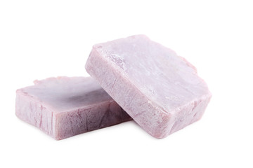 Lavender soap isolated on a white