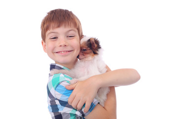 Boy and puppy