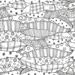 Seamless pattern. Set of different pillows.