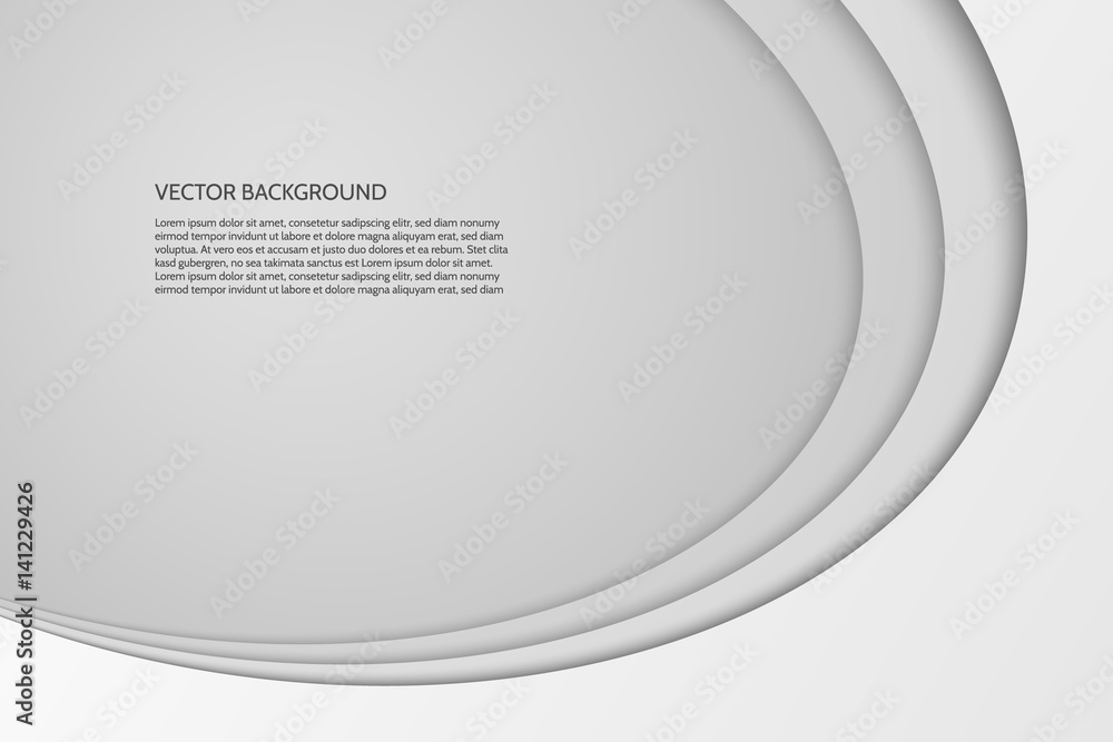 Poster vector modern simple oval gray and white background with paper effect. 3d ovals with soft shadows. s