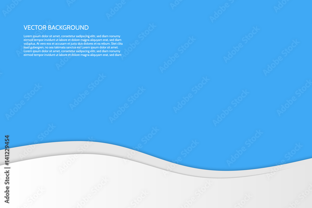 Poster vector modern simple wavy blue background with paper effect. background with gray and white waves. s