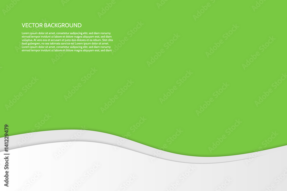 Poster vector modern simple wavy green background with paper effect. background with gray and white waves. 