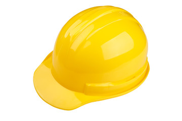 Yellow safety helmet on white background