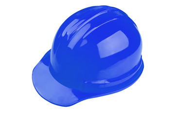 blue safety helmet on white background