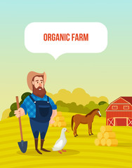 Naklejka premium Farm surroundings, grounds, fields, agriculture, nature, natural environmentally friendly products.