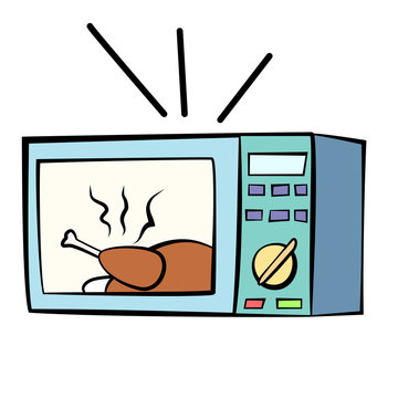 Cartoon Style Drawing Of A Microwave Oven