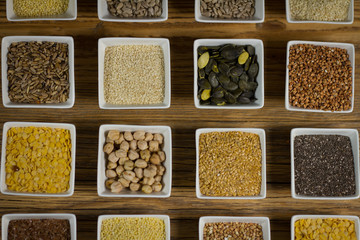 Various colorful dried legumes for background