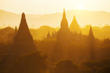 Bagan temple during golden hour
