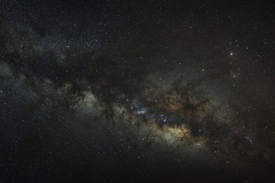 Milky way galaxy with stars and space dust in the universe, Long exposure photograph, with grain.