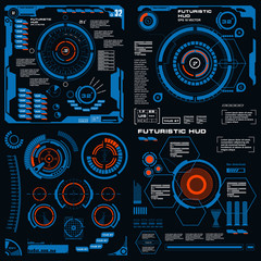 Obraz premium Futuristic blue virtual graphic touch user interface