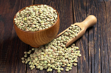Raw green lentils