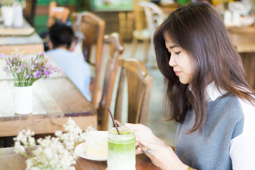 Women sitting in cafe for leisure and rest time
