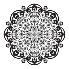 Abstract Black and white Mandala, an idea from candle light,  vector Islamic Arabic Indian pattern