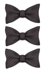 Black bow tie with white dots and lines realistic vector illustration set - 141234096