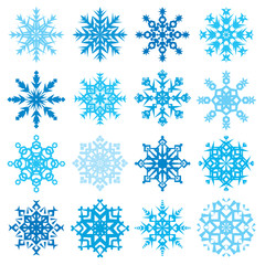 Various snowflake shapes decorative winter set vector illustration