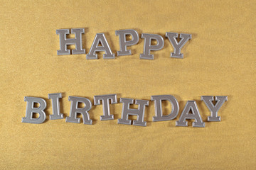 Happy birthday silver text