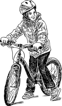 sketch of a kid on a bicycle