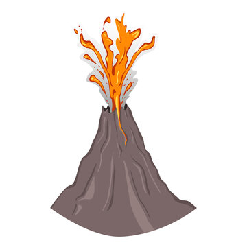 Vector SIngle Color Flat Illustration - Volcano