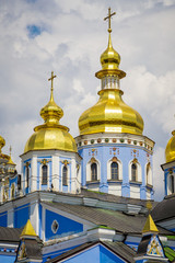 Fototapeta na wymiar Domes of the Mikhailovsky cathedral, Kiev, Ukraine