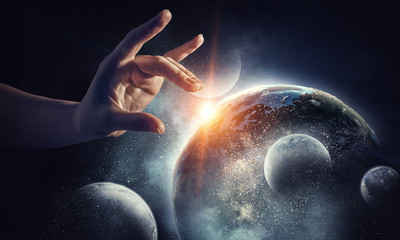 Idea of Earth creation . Mixed media