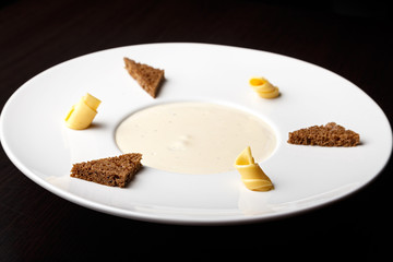 Mushroom cream soup, top view