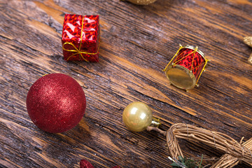 Christmas toy on a wooden background