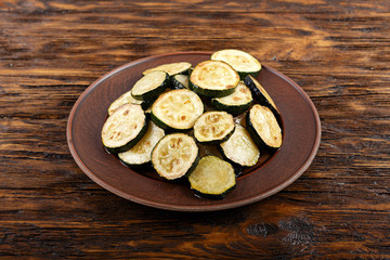 Fried zucchini on the plate