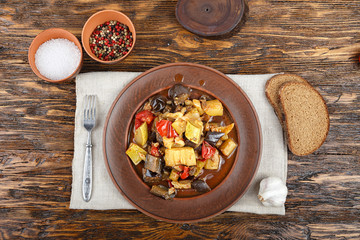 stewed eggplant on the plate