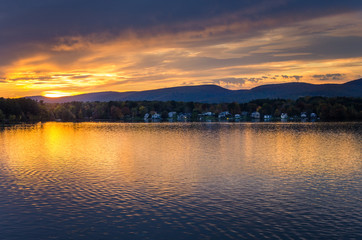 Sunset over a Lake in the Berkshires, Western Massachusetts
