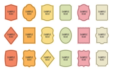 Set of product label templates. Different shapes. Cosmetic or food packaging