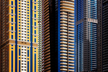 Obraz premium Detail of world tallest residential buildings. Dubai marina, United Arab Emirates.