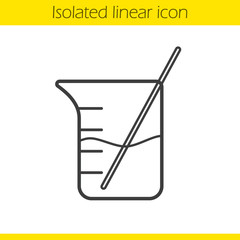 Beaker with rod and liquid linear icon