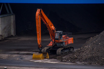 Excavator with coal mine