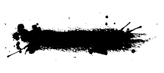 Rolgordijnen Geïsoleerde inktvlek op witte achtergrond. Zwarte verf splash illustratie. © inspiring.team