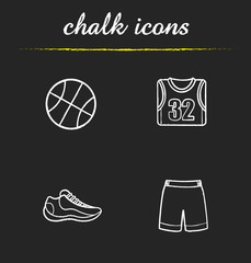Basketball chalk icons set
