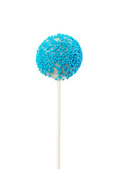 Cake pop with decorative blue sprinkles